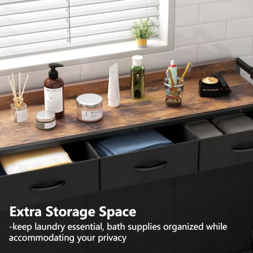 Laundry Hamper Laundry Basket with 3 Section Pull