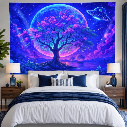Blacklight Tapestry Fantasy Tree Party Wall Decor 78 x 59 Inch