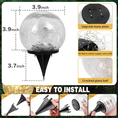4 Pack 3.9" Solar Garden Lights Outdoor Waterproof (4 Count)