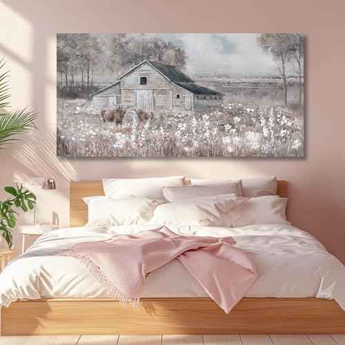 Landscape Canvas Wall Art Animal Photo Prints White and Brown Wall Hanging Decor 24"x48" Decorations for Bedroom Office Art