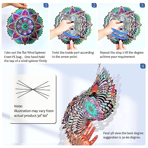 Hanging Wind Spinners for Yard and Garden Mandala Purple Star