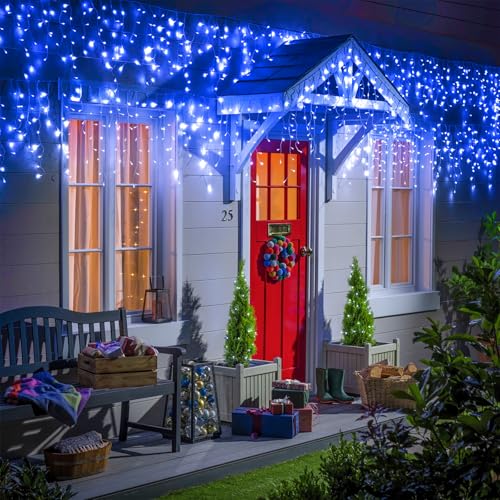 Blue Christmas Lights Outdoor Icicle Lights for Outside 33ft 400 LED Lights