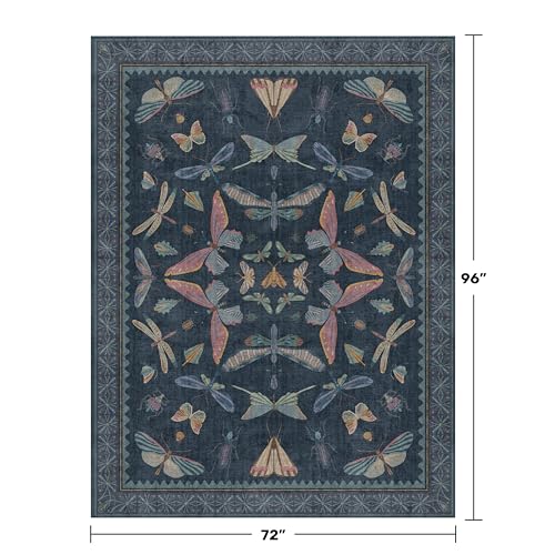 Navy Blue 6x8 Boho Rug for Living Room (48 Sq Ft)