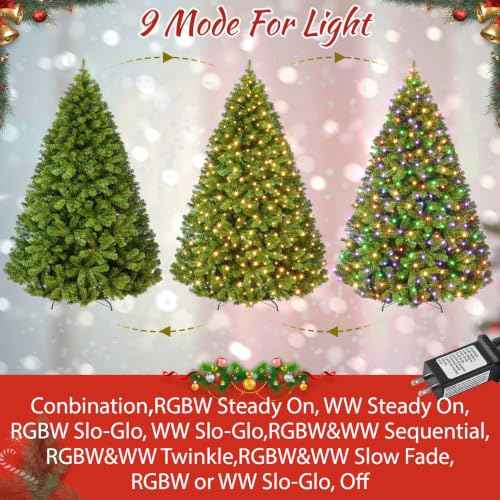 8ft Prelit Noble Fir Wide Artificial Christmas Tree with RGBW Light