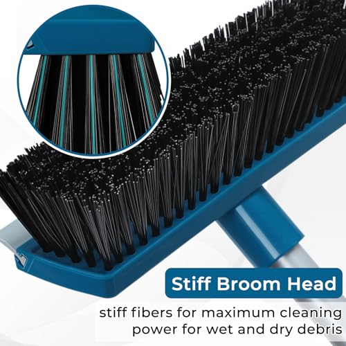 Stiff Bristle Deck Brushes for Scrubbing Heavy Duty with Rubber Scrape Squeegee