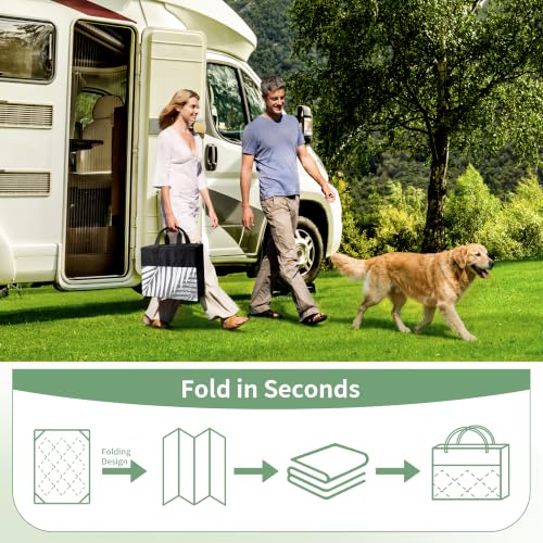 Outdoor Rug Waterproof Plastic Rugs 10'x14' for Camping Grey White