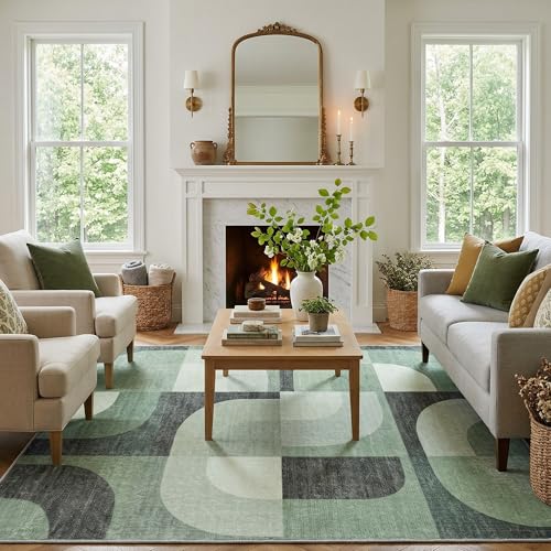 8X10 Area Rugs Modern Abstract Non Slip Washable Large Carpet for Living Room Bedroom (80 Sq Ft)