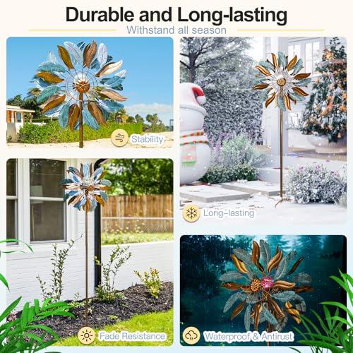 Solar Wind Spinners 87 Inch Extra Large Metal for Yard