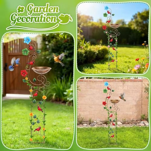 Metal Bird Bath with Trellis for Outside