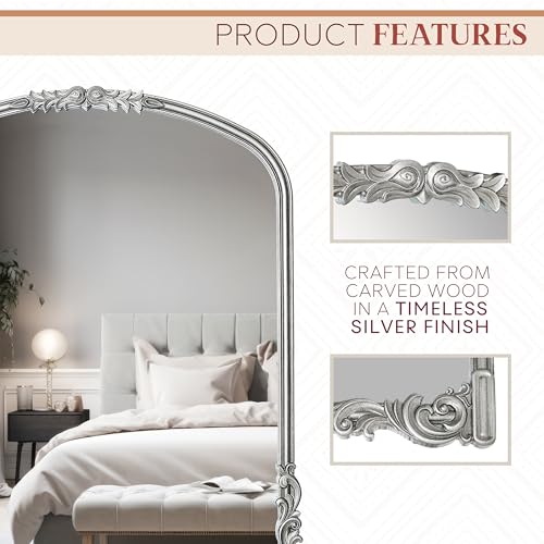English Estate Carved Arch Wood Wall Mirror