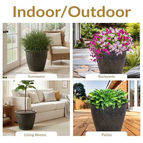Sunnydaze Anjelica 24'' Large Plastic Planter Pot for Plants