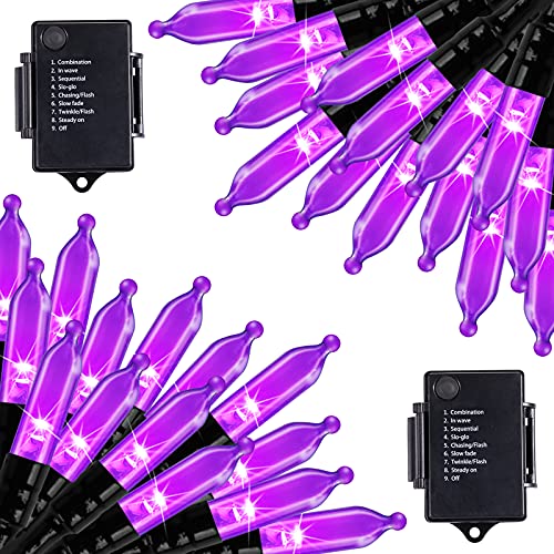 Purple String Lights Battery Operated 2 Pack 17.8 Feet 50 LED (17.8 Foot)