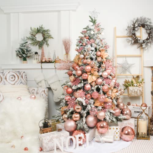 24ct Rose Gold Christmas Ball Ornaments for Tree Decorations (24 Count)