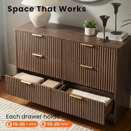 Fluted 6 Drawer Dresser