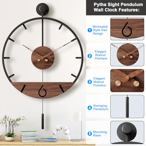 34.6×24 Inch Large Modern Decorative Pendulum Wall Clock