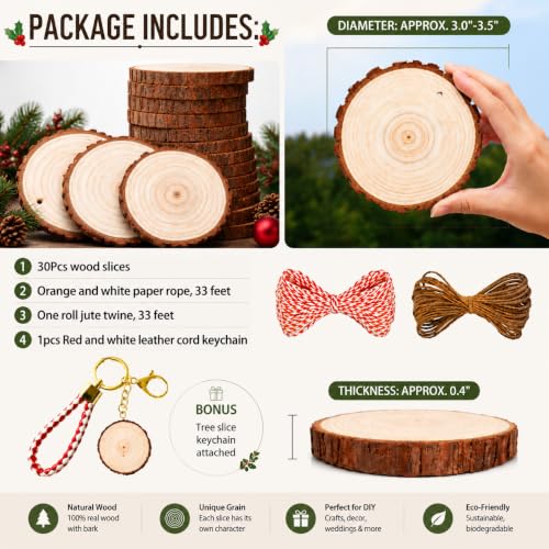 Wood Slices 30 Pcs 3.1 (30 Count)