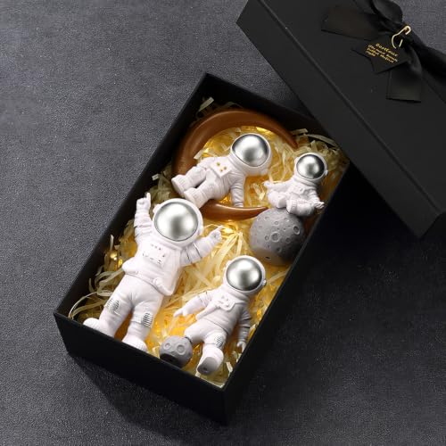 Silver White Astronaut Figurines Statue Set of 4 (4 Count)