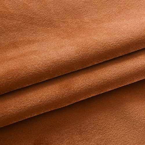 Super Soft Rustic Velvet Decor Blackout Drapes Room Darkening Curtains Panel Metallic Grommet Drapery 52 by 72 Inch Caramel Cafe