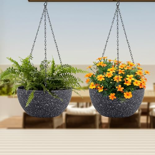 12 inch Large Hanging Planters for Indoor Outdoor Plants (2 Count)