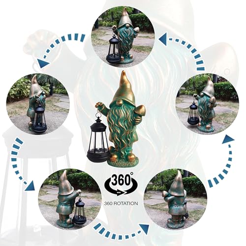 JOYBEE Garden Statues Gnomes with Solar Lantern Outdoor Decor