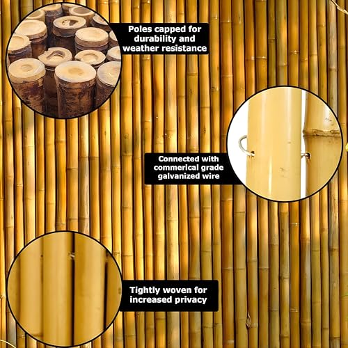 Natural Bamboo Fencing Decorative Rolled Fence Panel 0.75 in D x 4 ft H x 8 ft L (32 Sq Ft)