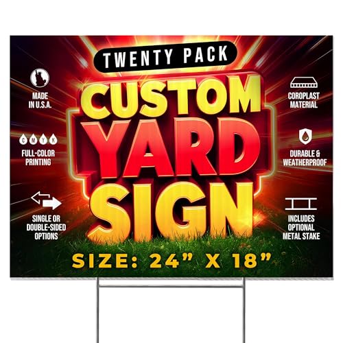 20 Pack 24"x18" Custom Yard Signs with Stakes (20 Count)