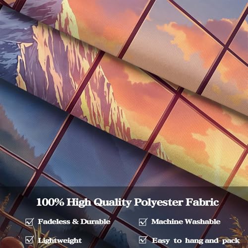 Forest Mountain Library Tapestry Fantasy Bookshelf Tapestries Wall Hanging Watercolor Nature Fairy Sunset Library Backdrop Large Tapestry for Bedroom Living Room Dorm Classroom 80 x 60 inch