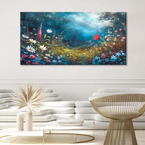 Beautiful Colorful Grassland in Forest Landscape Wall Art Decor Artwork for Bedroom