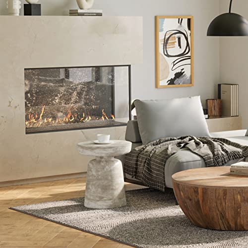 Robbie 16" Wide Solid Wood Round End Table in White Wash
