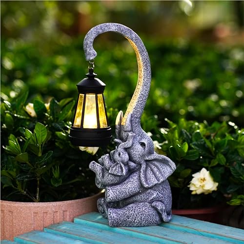 Elephant Outdoor Statues with Cute Baby Garden Decor