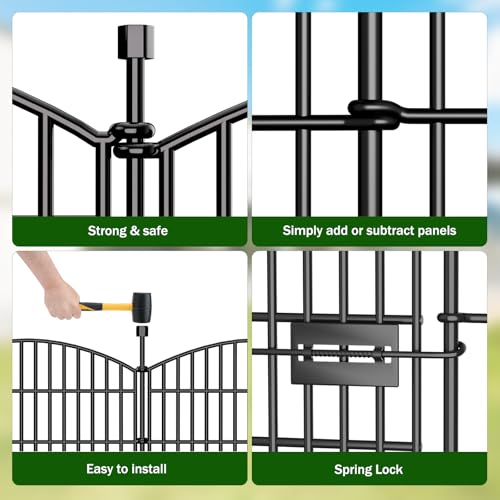 5 Panel No Dig Decorative Garden Fence with Gate 32" H x 11.8'L Dog Barrier (6.69 Sq Ft)