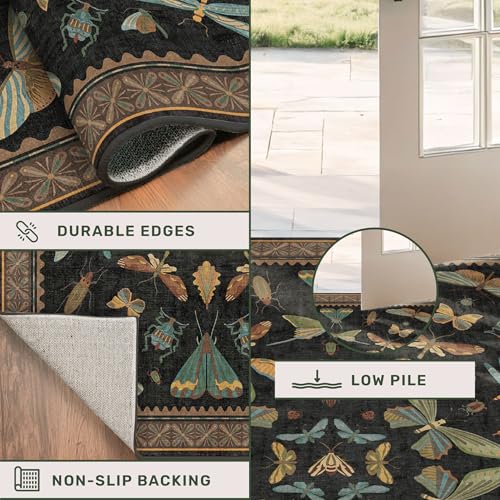 Green and Black 3x10 Wide Washable Runner Rugs for Hallway (30 Sq Ft)