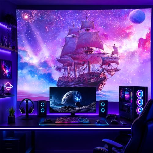 Blacklight Tapestry Ocean Ship Party Wall Decor 78 x 59 Inch