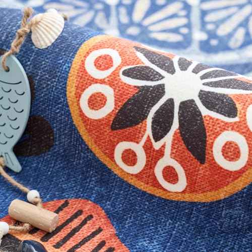 4ft Coastal Round Rug Kids Washable Fun Rug Colorful Ocean Fish Small Mat Non Slip 4' Round Soft Circle Mat Lightweight Cozy Carpet for Bedroom Nursery Playroom Dorm Daycare Bathroom Blue