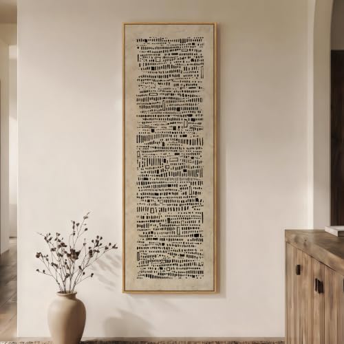 Large Framed Neutral Brown and Black Abstract Wall Art