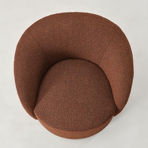 34" W Mid Century Modern Boucle Swivel Barrel Chair