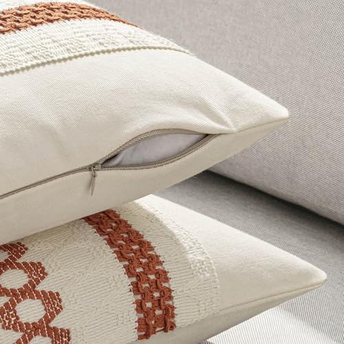 Set of 2 Fall Burnt Orange Decorative Pillow Covers 18x18 (2 Count)