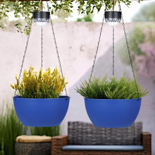 2 Pack Solar Hanging Planters for Plants Outdoor (2 Count)