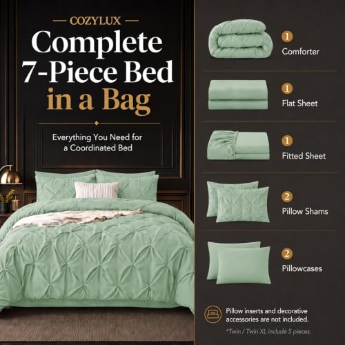 King Size Comforter Set Sage Green (7 Count)