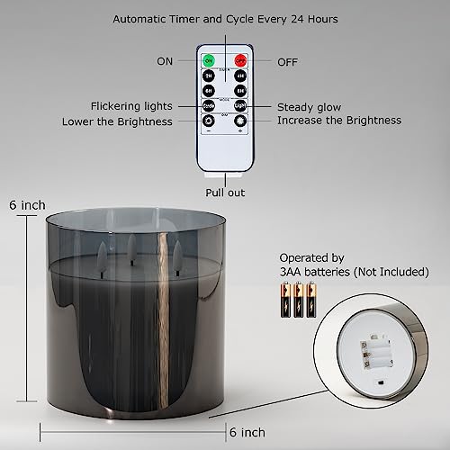 Grey Large Glass Flameless LED Candle