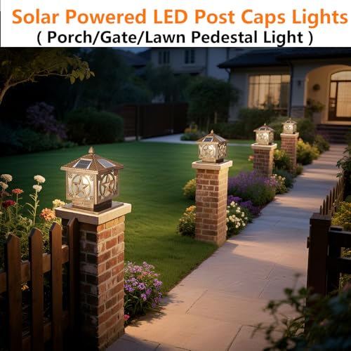 Outdoor Solar Post Light with Remote