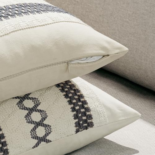 Set of 2 Gray Boho Decorative Pillow Covers 20x20 Inch (2 Count)