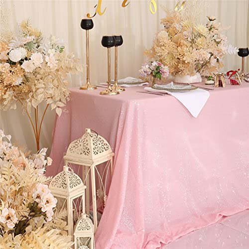 Sequin Tablecloth 60x120 Inch Pink for Birthday Wedding Party