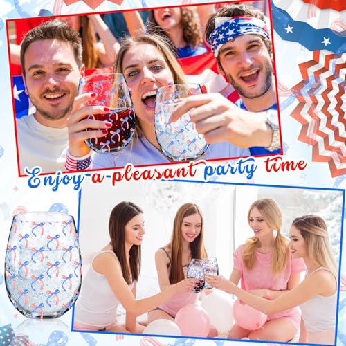 2 Pack 4th of July Stemless Wine Glasses 17oz Patriotic (2 Count)