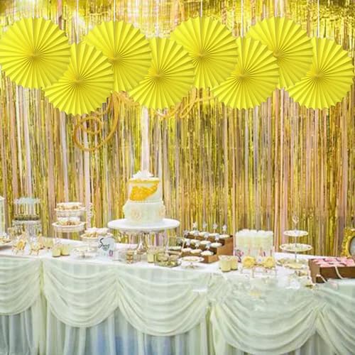 Yellow Birthday Party Decorations Sunshine Yellow Hanging Paper Fans 12inch