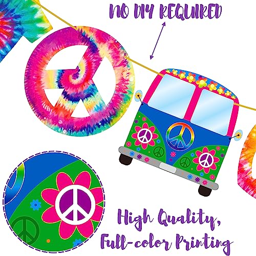 2pcs Tie Dye Birthday Banner Tie Dye Birthday Party Supplies Tie Dye Party Garland Decorations for Tie Dye Party Art Retro 60s 70s Theme Hippie Carnival Baby Shower Birthday Party Supplies (2 Count)