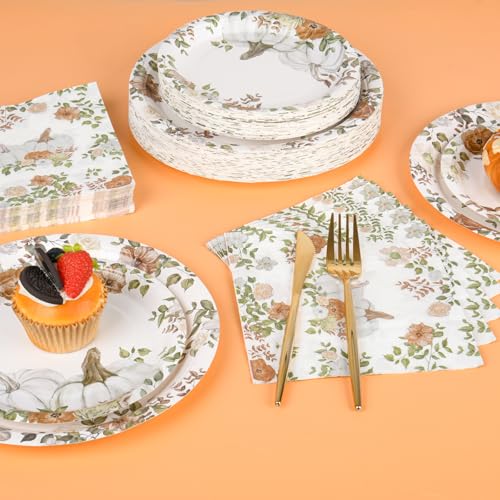 150Pcs Fall Paper Plates and Napkins Party Supplies Autumn Plates Napkin (150 Count)