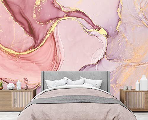 Gilding Marble Pink wall Mural Wallpaper for Bedroom 137" x 100" (95.12 Sq Ft)