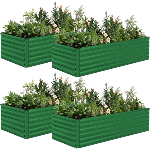 8x4x2ft Outdoor Metal Raised Garden Bed (4 Count)