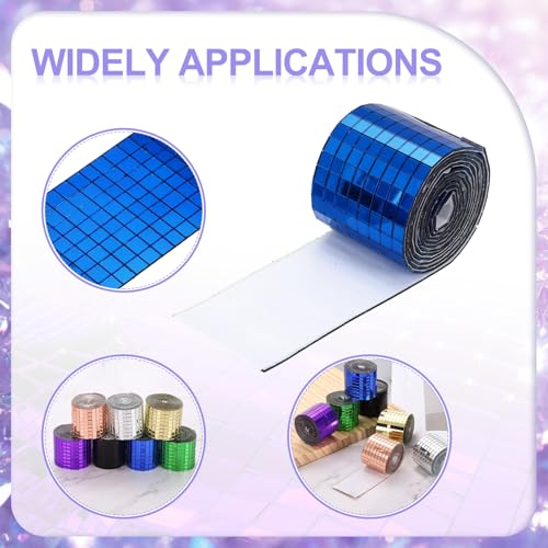Self Adhesive Glass Mirror Mosaic Tiles 3200 Pcs 5 x 5 mm Disco Tiles for Craft Decoration Glass Mirror Disco Ball Blue 2 Pcs (2 Count)